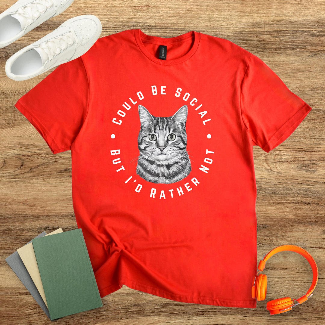 Could Be Social Cat Circle Unisex Softstyle T-Shirt