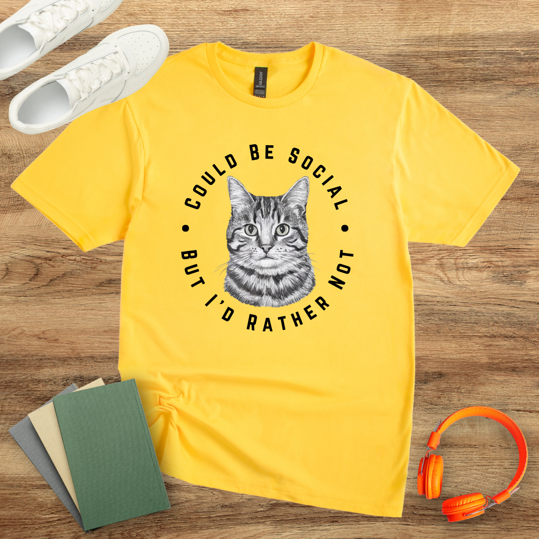 Could Be Social Cat Circle Unisex Softstyle T-Shirt