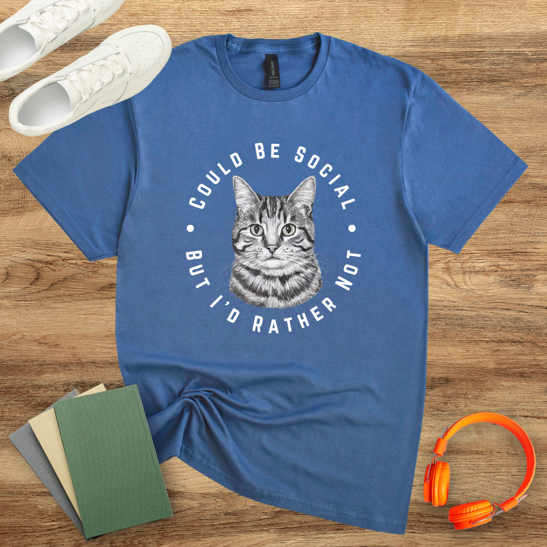 Could Be Social Cat Circle Unisex Softstyle T-Shirt