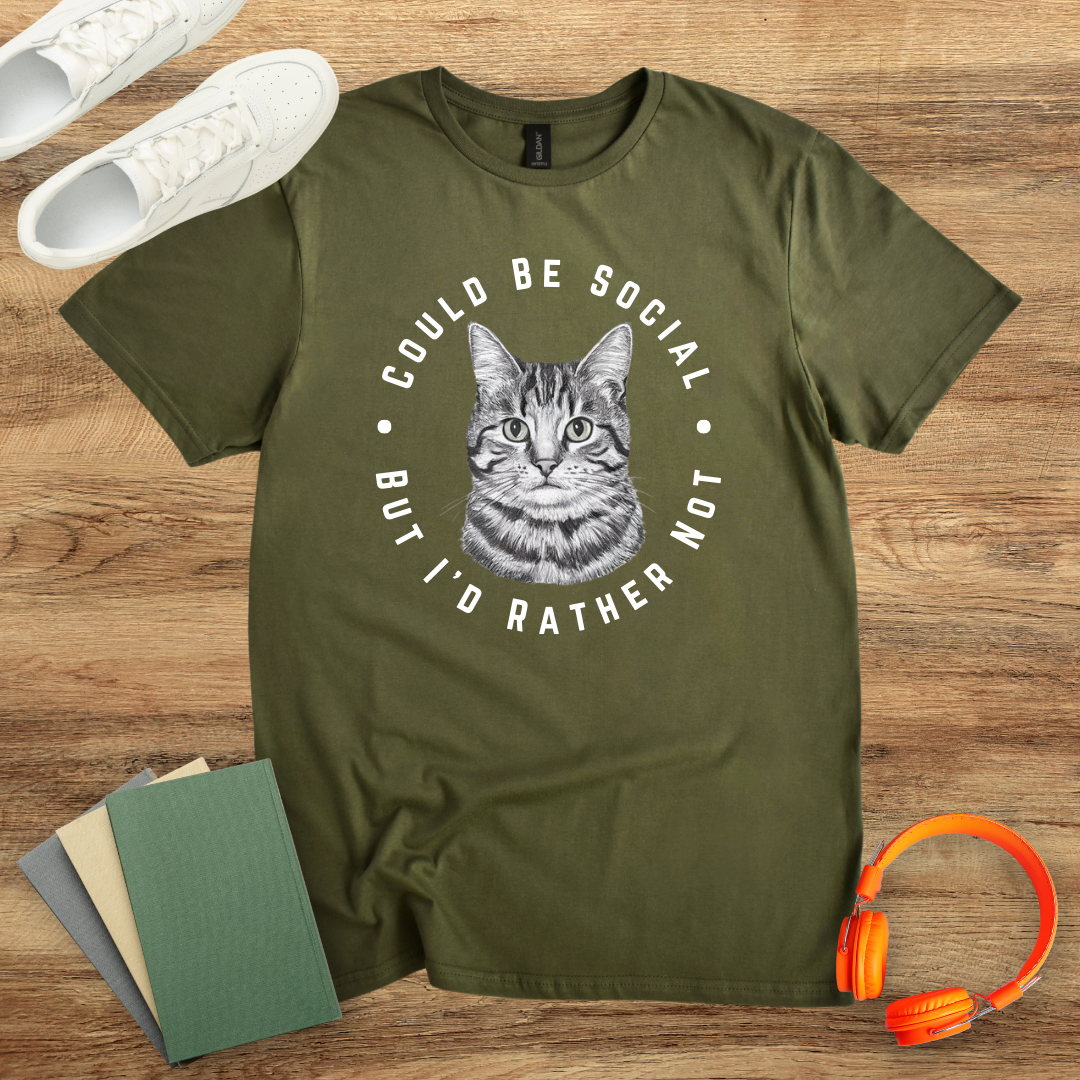 Could Be Social Cat Circle Unisex Softstyle T-Shirt