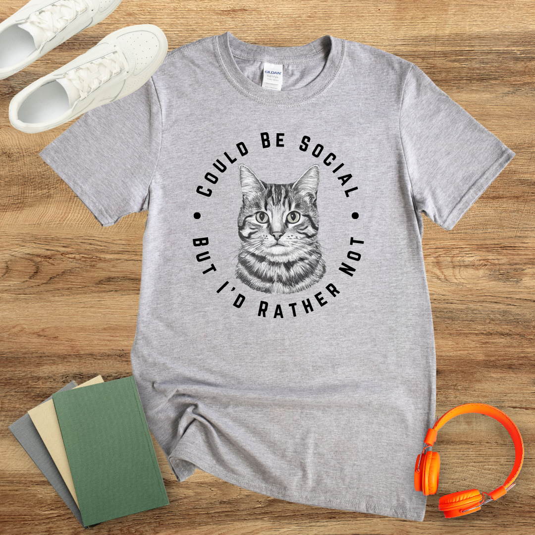 Could Be Social Cat Circle Unisex Softstyle T-Shirt