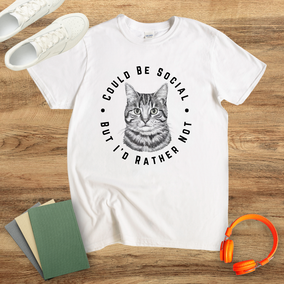 Could Be Social Cat Circle Unisex Softstyle T-Shirt