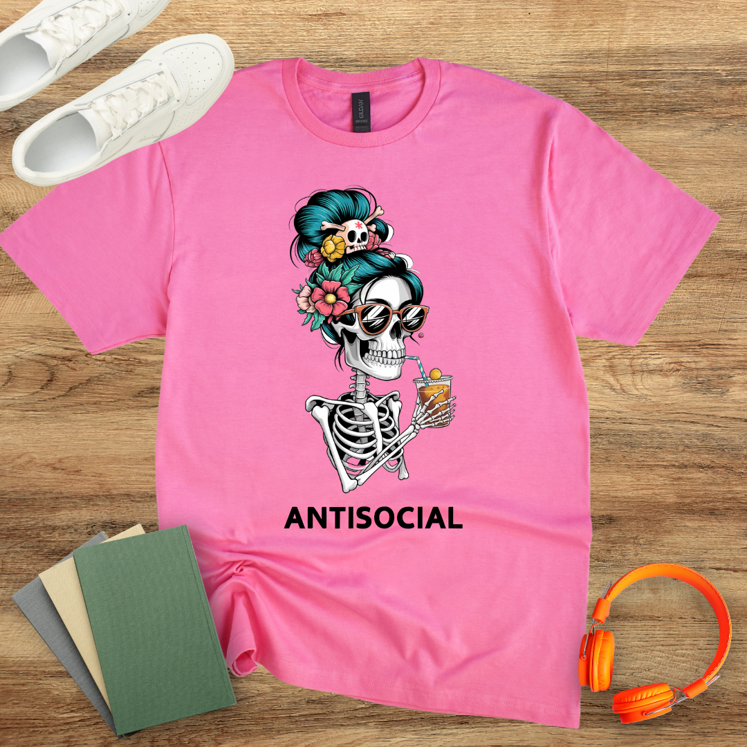 Antisocial Skeleton Woman Unisex Softstyle T-Shirt