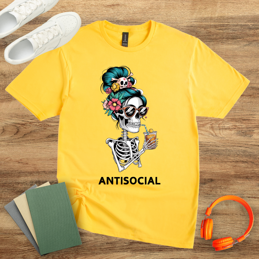 Antisocial Skeleton Woman Unisex Softstyle T-Shirt