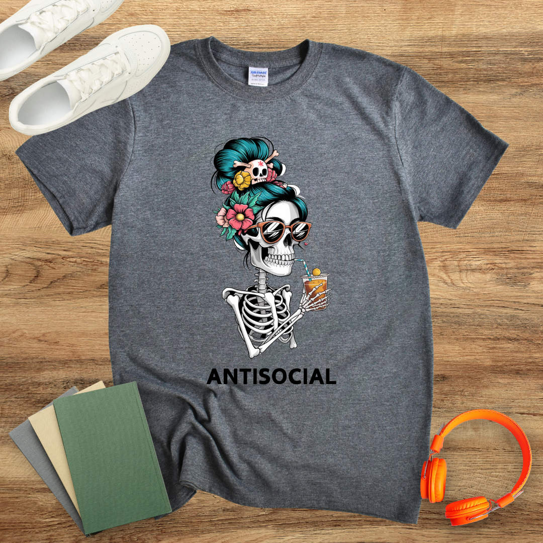 Antisocial Skeleton Woman Unisex Softstyle T-Shirt