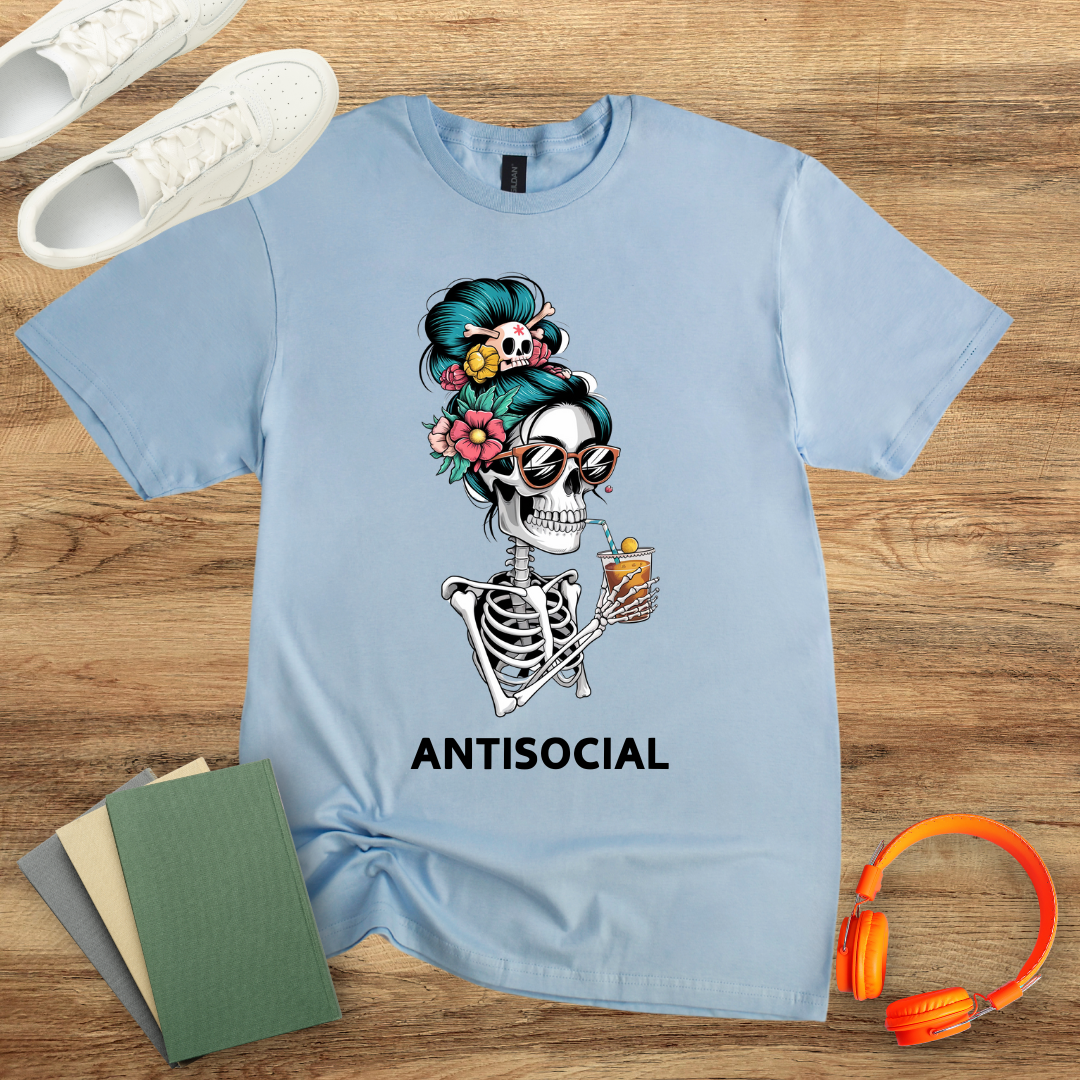Antisocial Skeleton Woman Unisex Softstyle T-Shirt