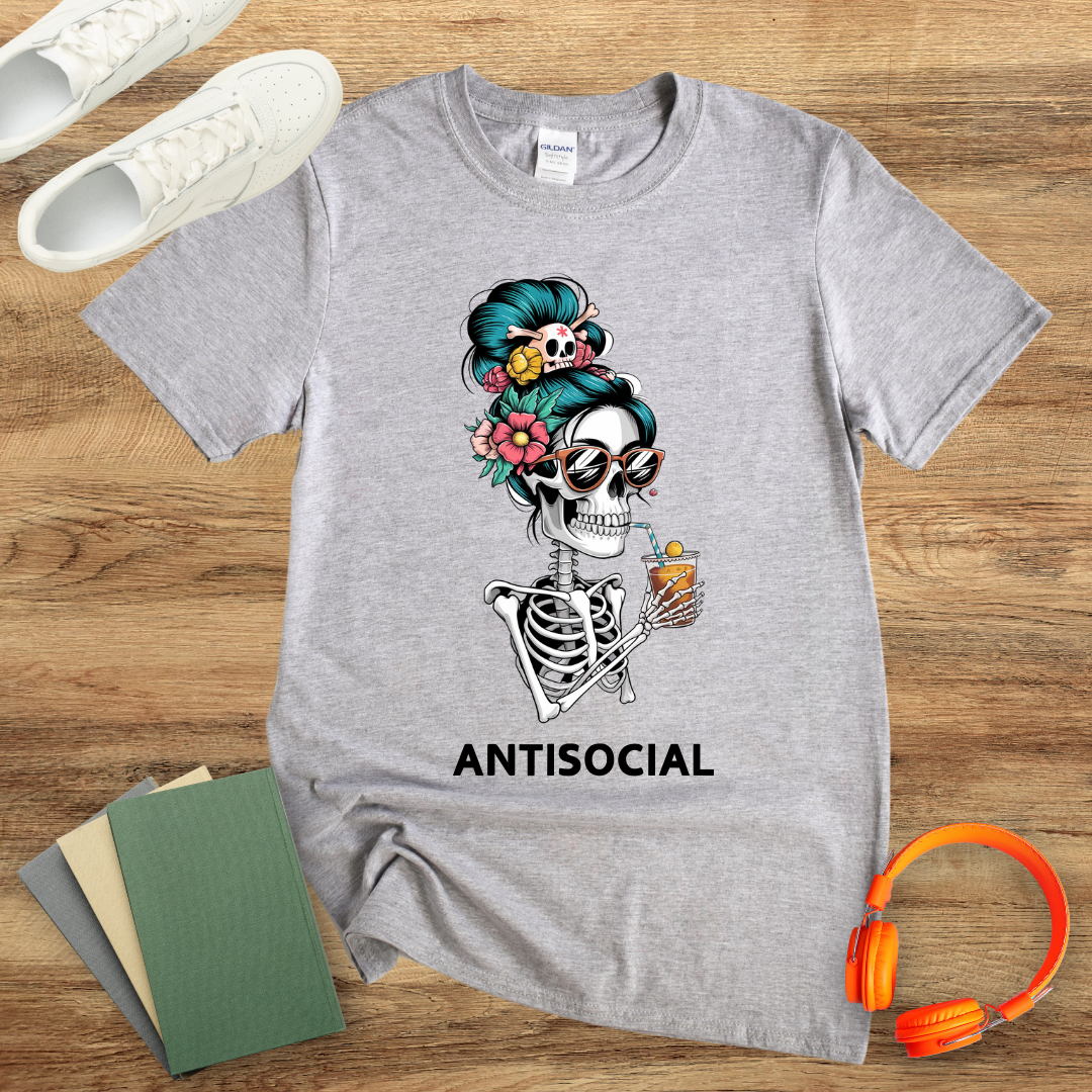 Antisocial Skeleton Woman Unisex Softstyle T-Shirt