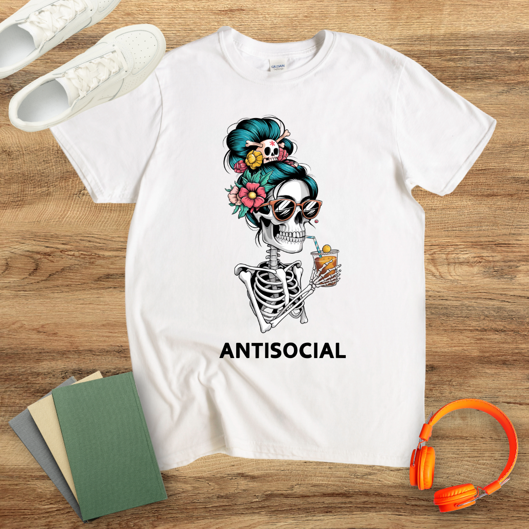 Antisocial Skeleton Woman Unisex Softstyle T-Shirt
