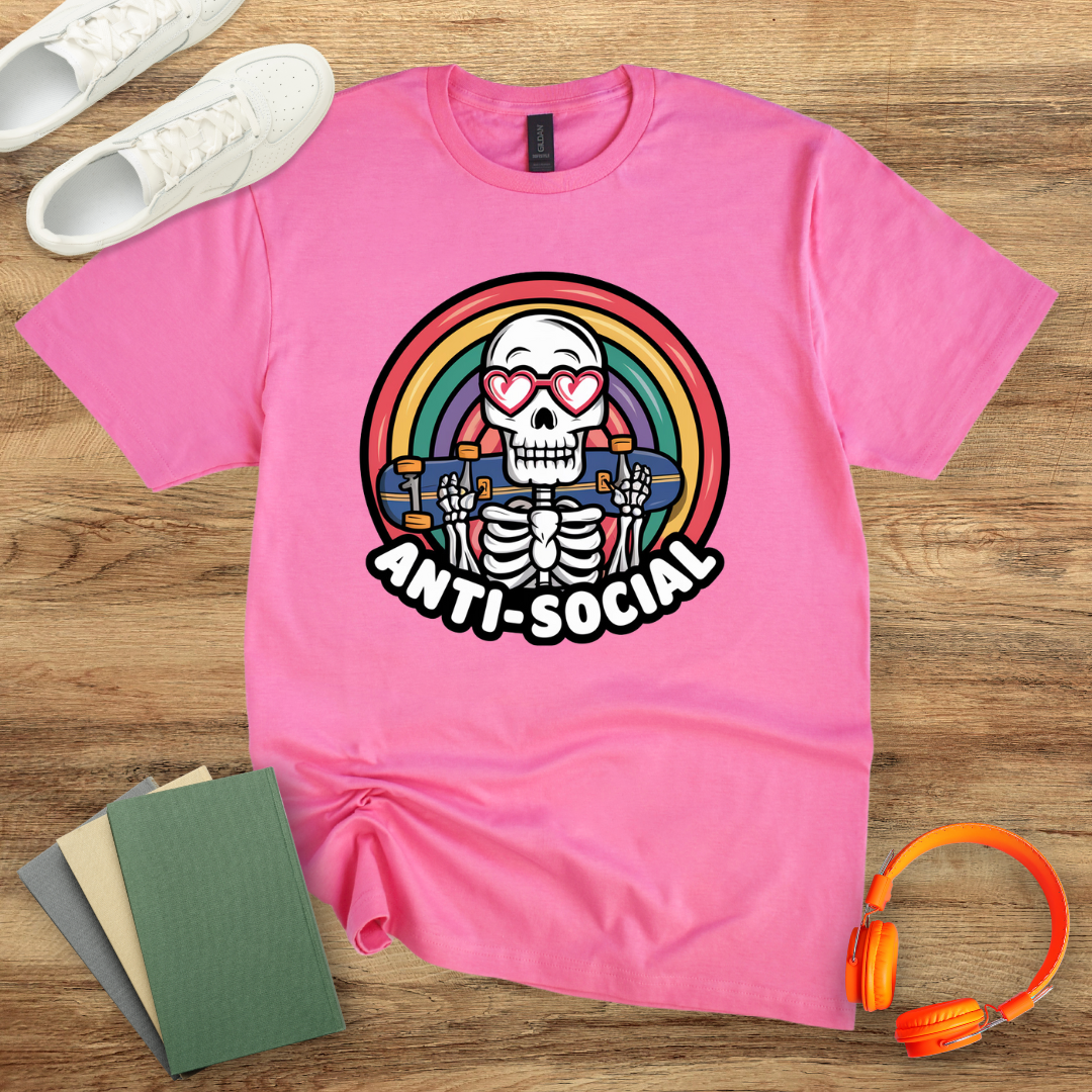 Anti Social Skeleton Unisex Softstyle T-Shirt