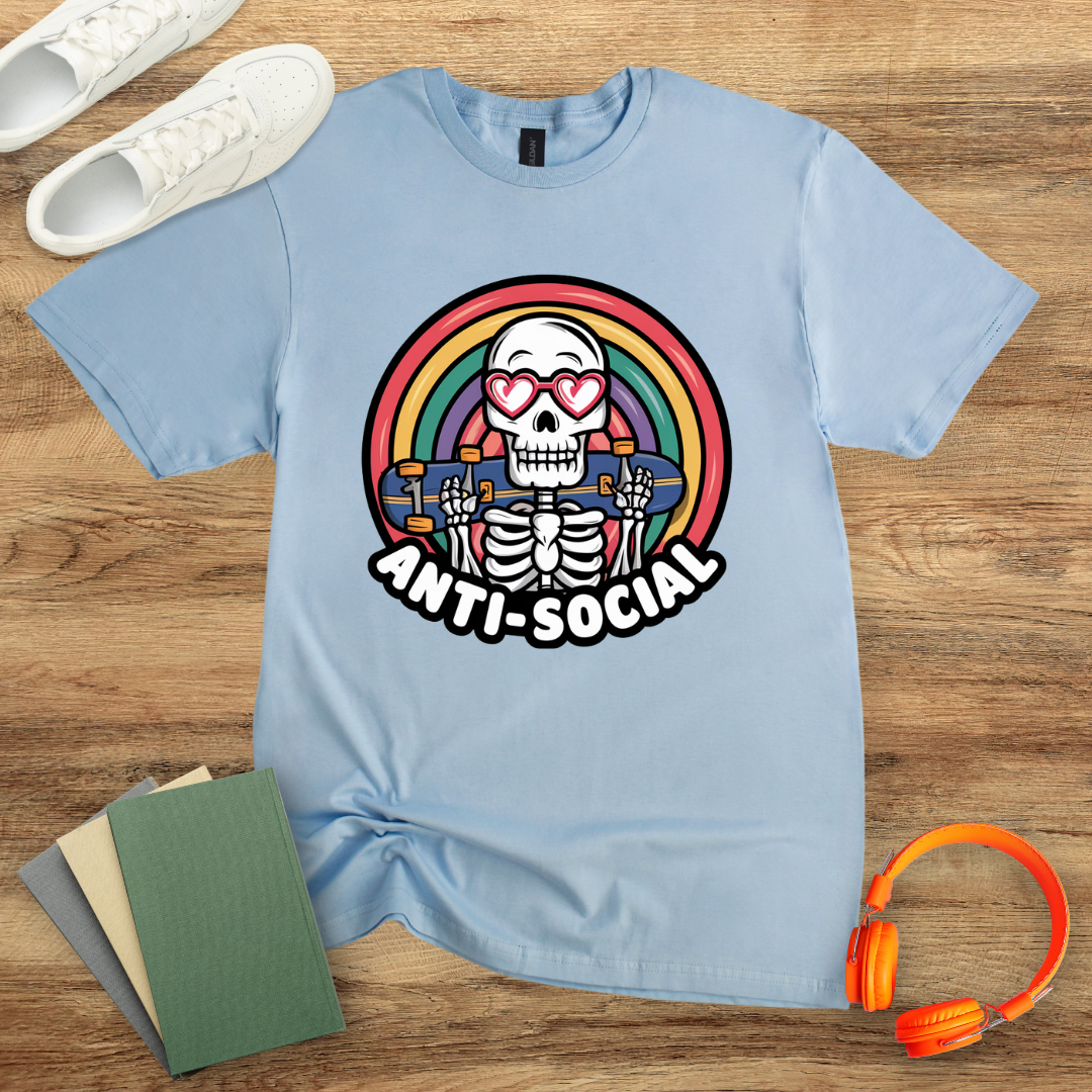 Anti Social Skeleton Unisex Softstyle T-Shirt