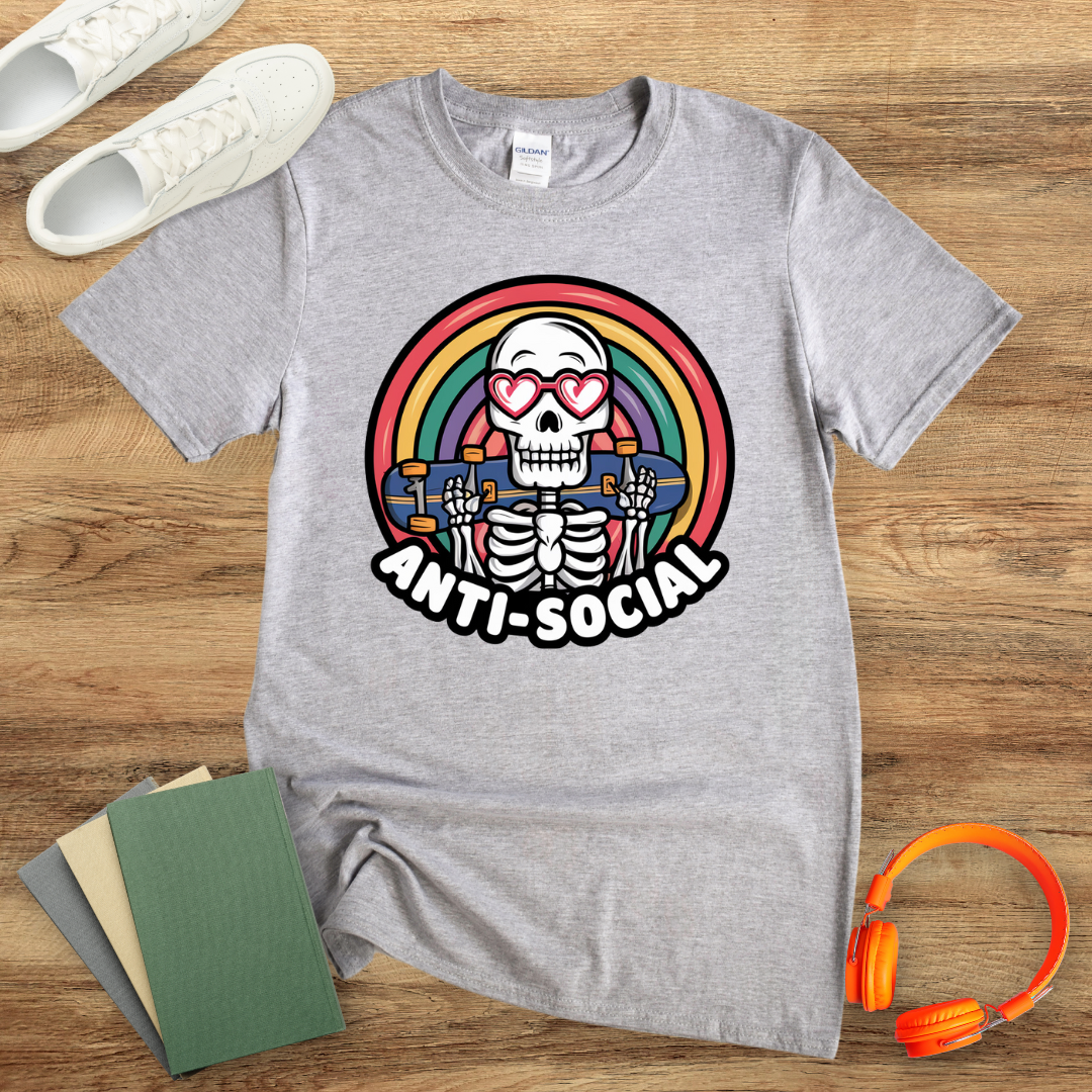 Anti Social Skeleton Unisex Softstyle T-Shirt