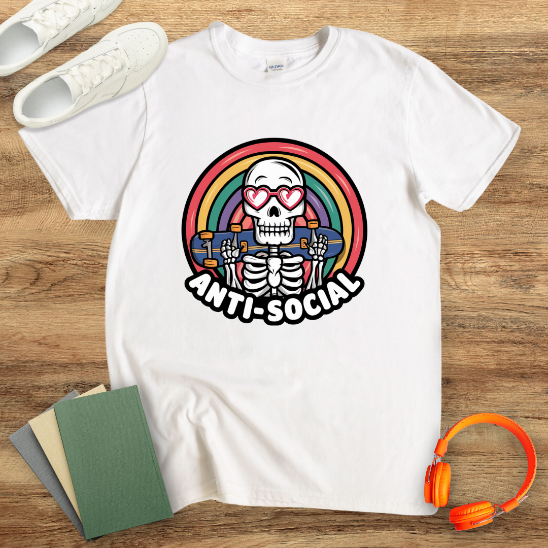 Anti Social Skeleton Unisex Softstyle T-Shirt