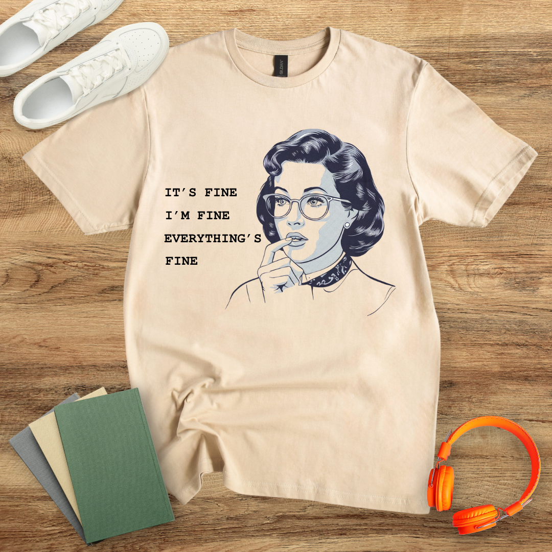 It's Fine, I'm Fine, Everything's Fine Line Drawing Unisex Softstyle T-Shirt