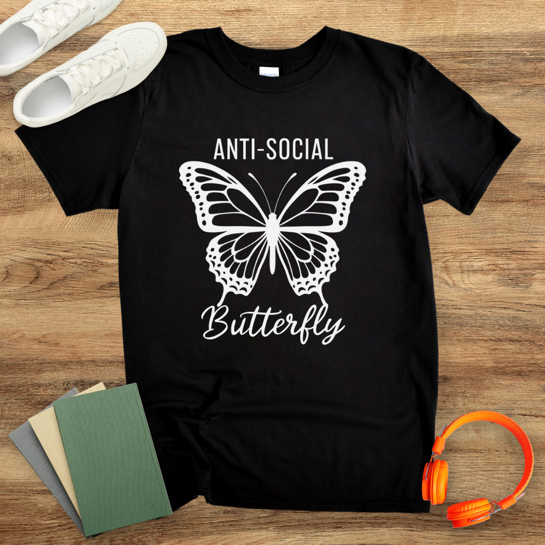 Anti Social Butterly Simple Unisex Softstyle T-Shirt