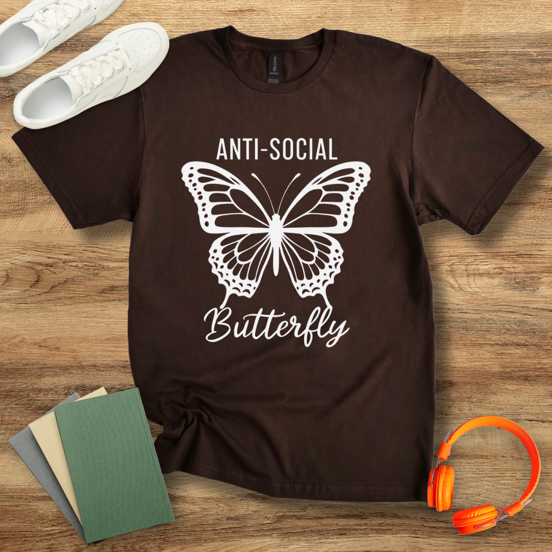 Anti Social Butterly Simple Unisex Softstyle T-Shirt