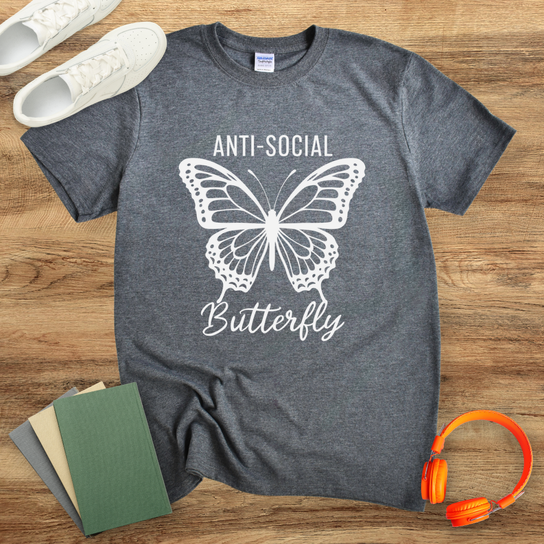 Anti Social Butterly Simple Unisex Softstyle T-Shirt