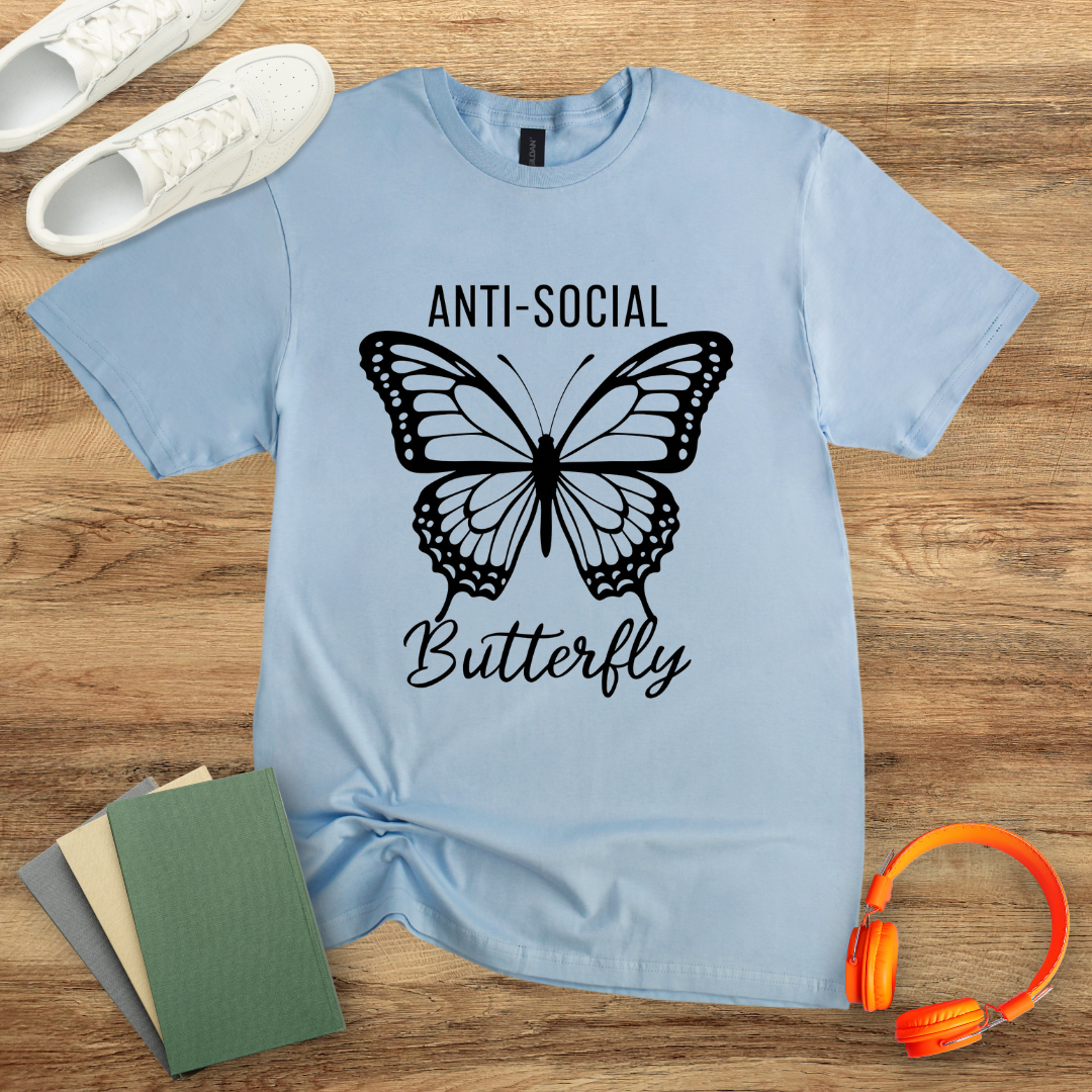 Anti Social Butterly Simple Unisex Softstyle T-Shirt