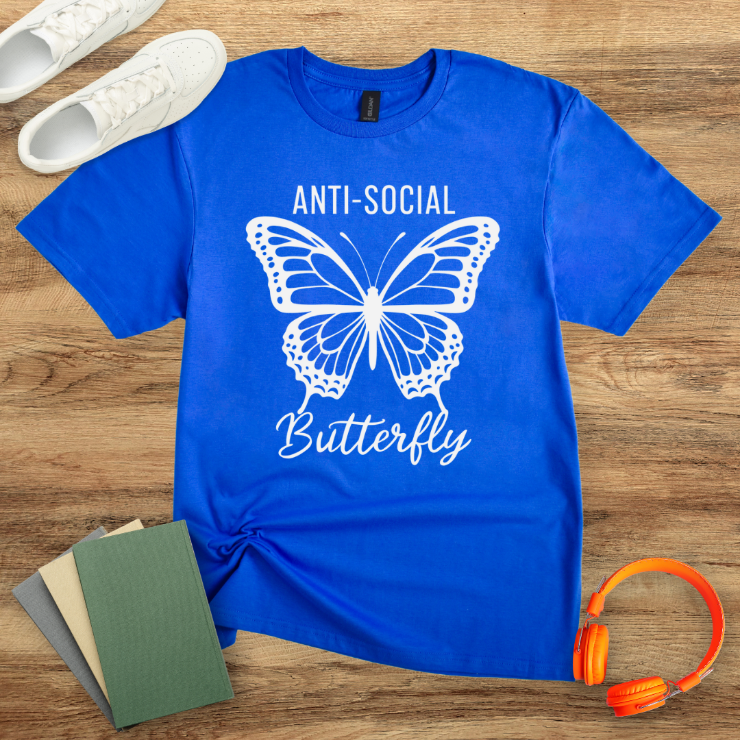 Anti Social Butterly Simple Unisex Softstyle T-Shirt