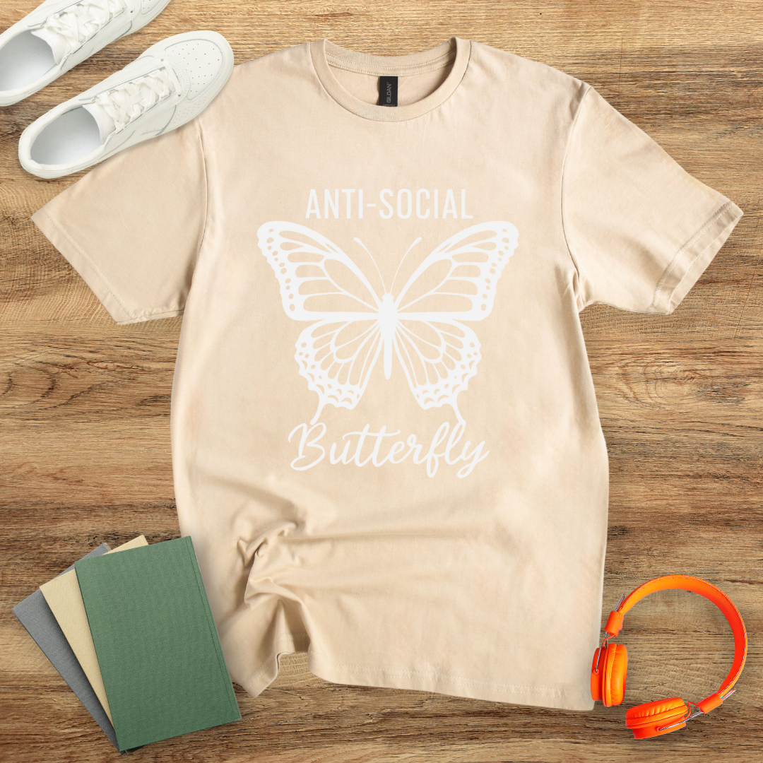 Anti Social Butterly Simple Unisex Softstyle T-Shirt