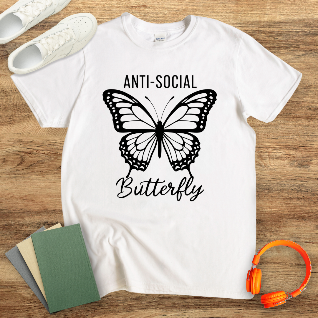 Anti Social Butterly Simple Unisex Softstyle T-Shirt