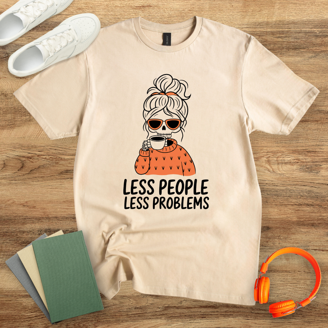 Less People Less Problems Orange Unisex Softstyle T-Shirt
