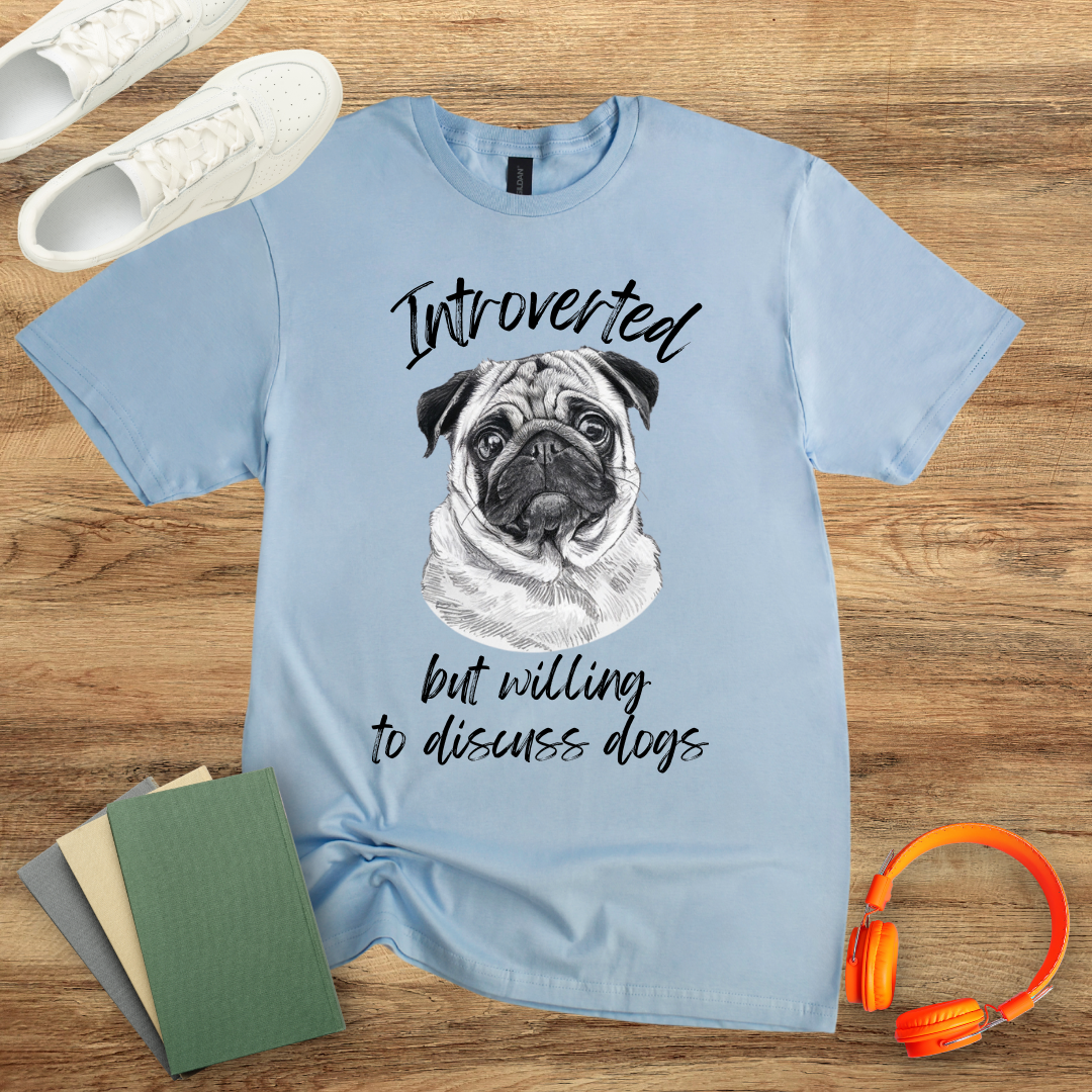 Introverted But Willing To Discuss Dogs Handwritten Unisex Softstyle T-Shirt