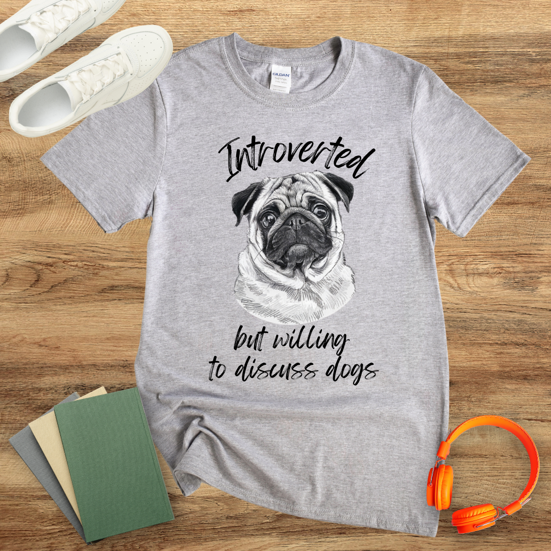 Introverted But Willing To Discuss Dogs Handwritten Unisex Softstyle T-Shirt