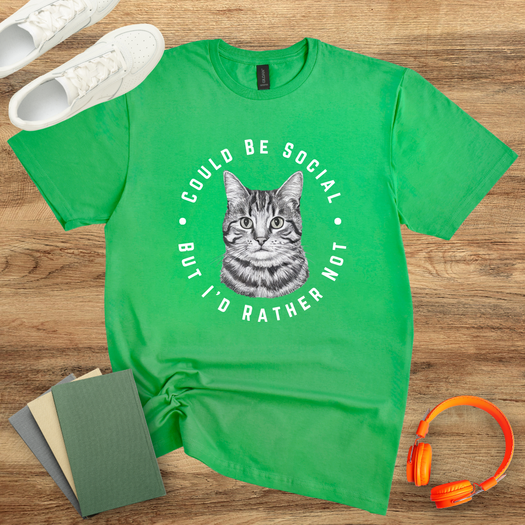 Could Be Social Cat Circle Unisex Softstyle T-Shirt