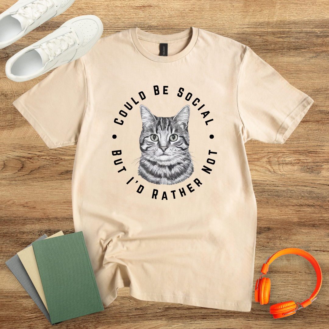 Could Be Social Cat Circle Unisex Softstyle T-Shirt