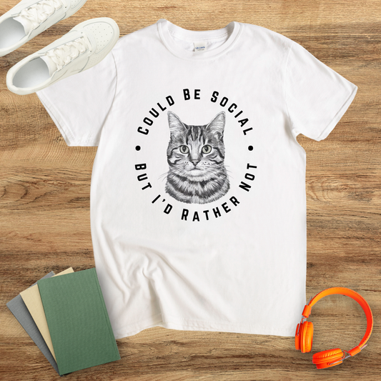 Could Be Social Cat Circle Unisex Softstyle T-Shirt