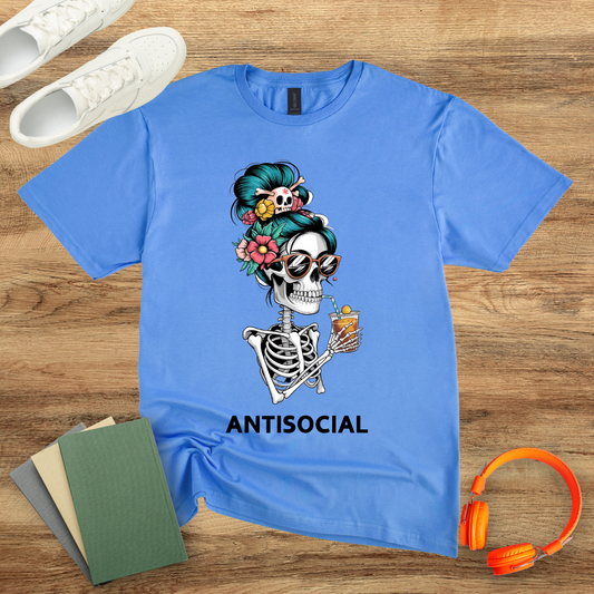 Antisocial Skeleton Woman Unisex Softstyle T-Shirt