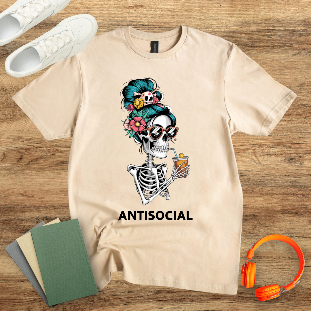 Antisocial Skeleton Woman Unisex Softstyle T-Shirt
