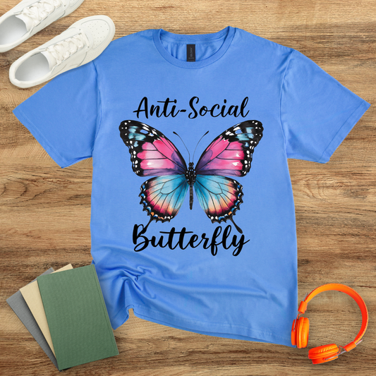 Anti Social Butterfly Watercolour Unisex Softstyle T-Shirt
