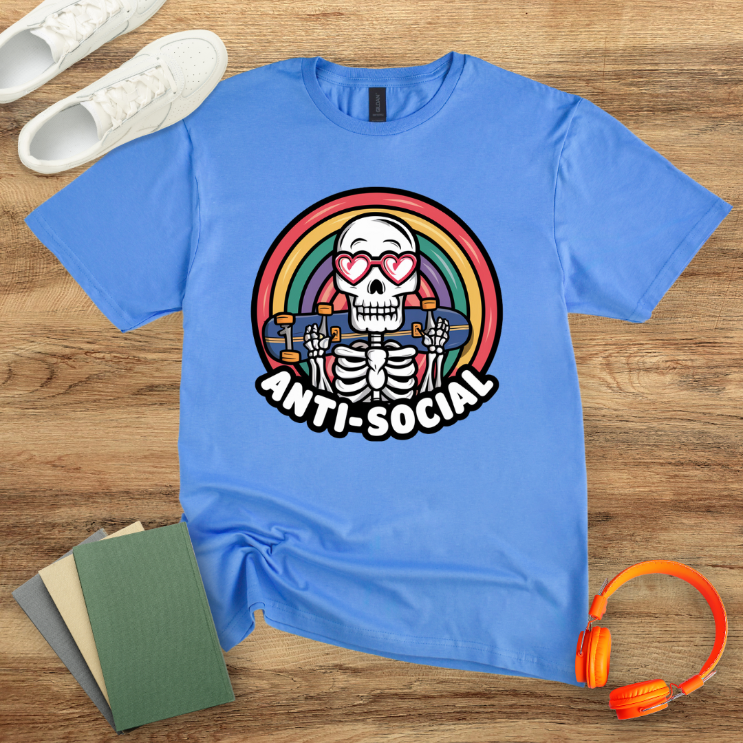 Anti Social Skeleton Unisex Softstyle T-Shirt