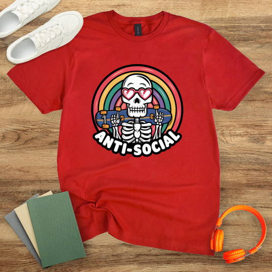 Anti Social Skeleton Unisex Softstyle T-Shirt