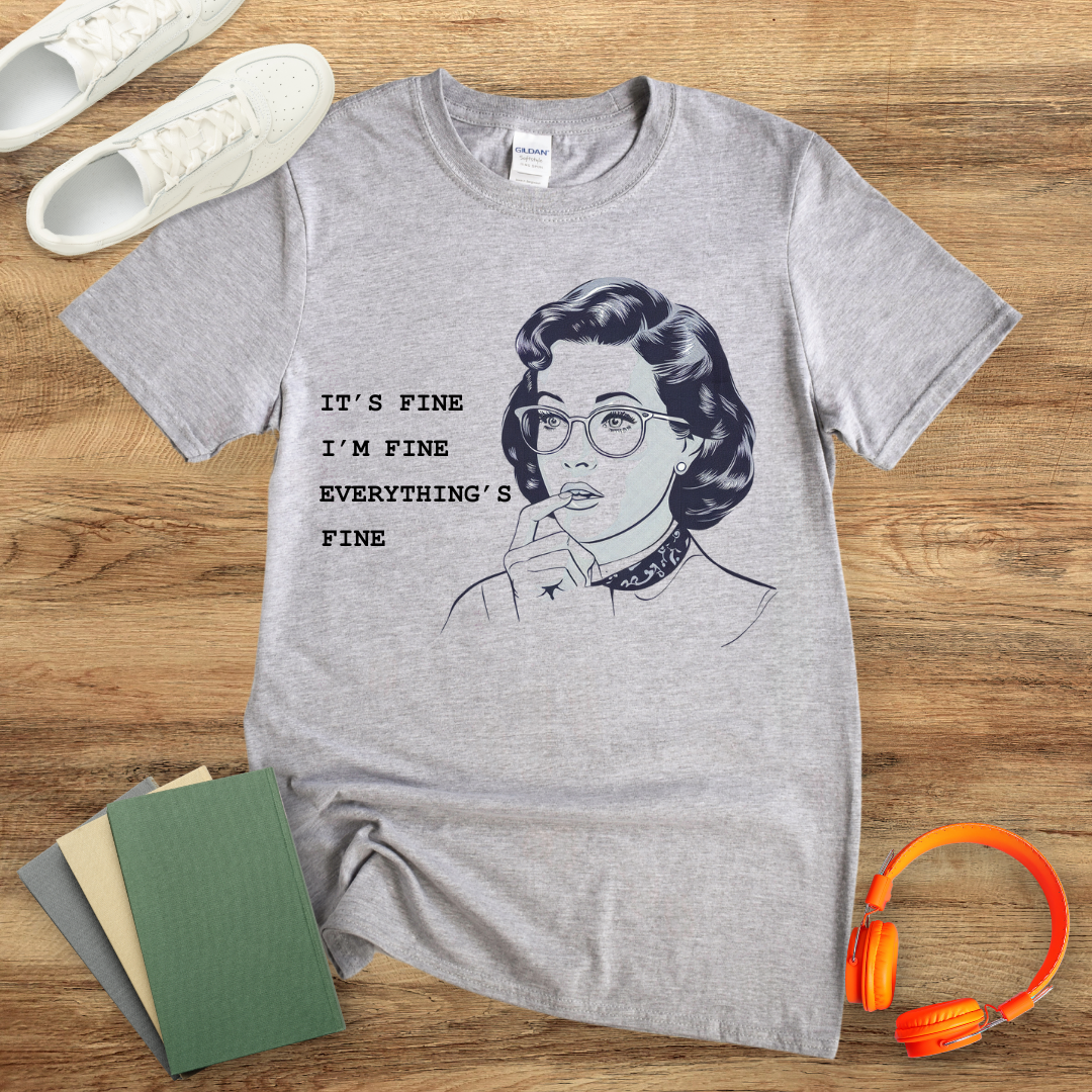 It's Fine, I'm Fine, Everything's Fine Line Drawing Unisex Softstyle T-Shirt