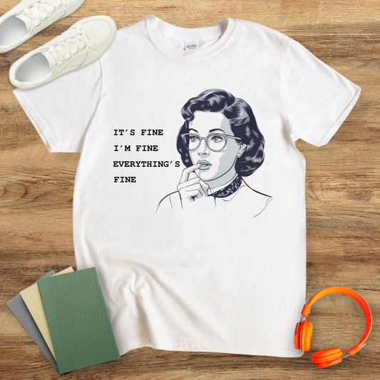 It's Fine, I'm Fine, Everything's Fine Line Drawing Unisex Softstyle T-Shirt
