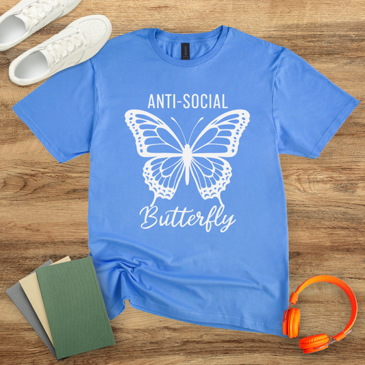 Anti Social Butterly Simple Unisex Softstyle T-Shirt