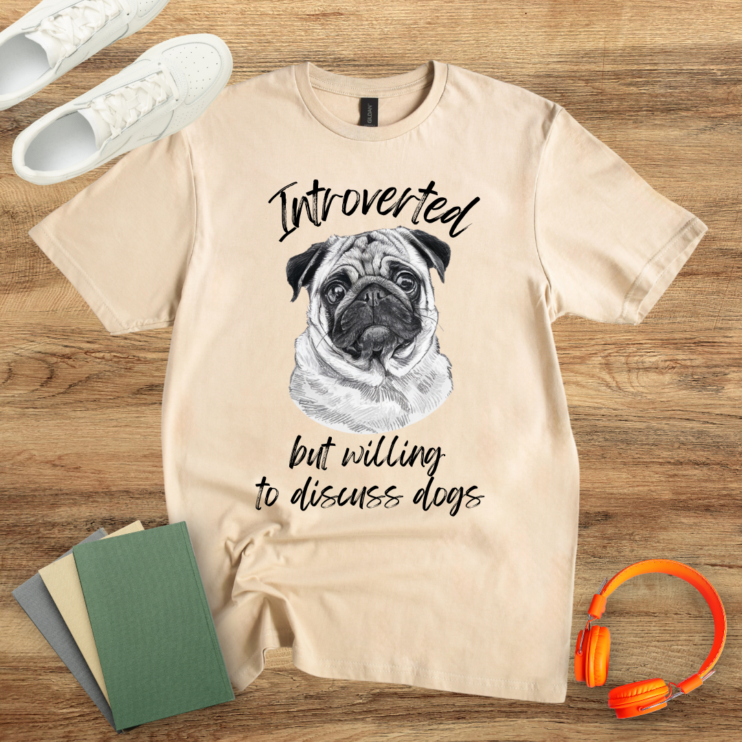 Introverted But Willing To Discuss Dogs Handwritten Unisex Softstyle T-Shirt