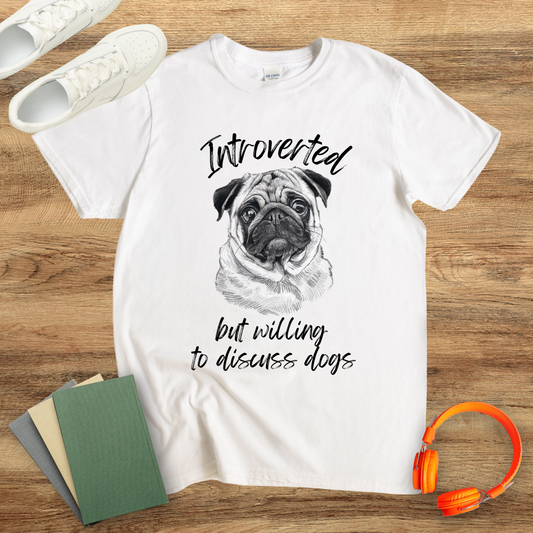 Introverted But Willing To Discuss Dogs Handwritten Unisex Softstyle T-Shirt